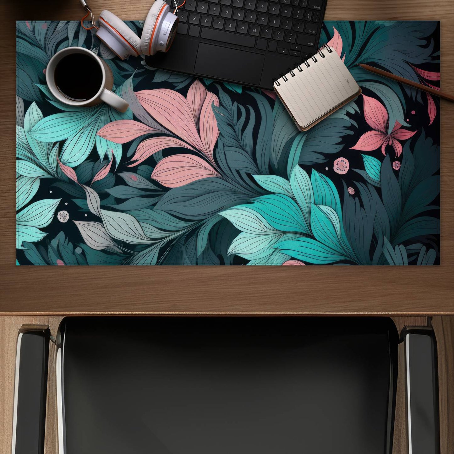 Neon leaves - Desk Mat