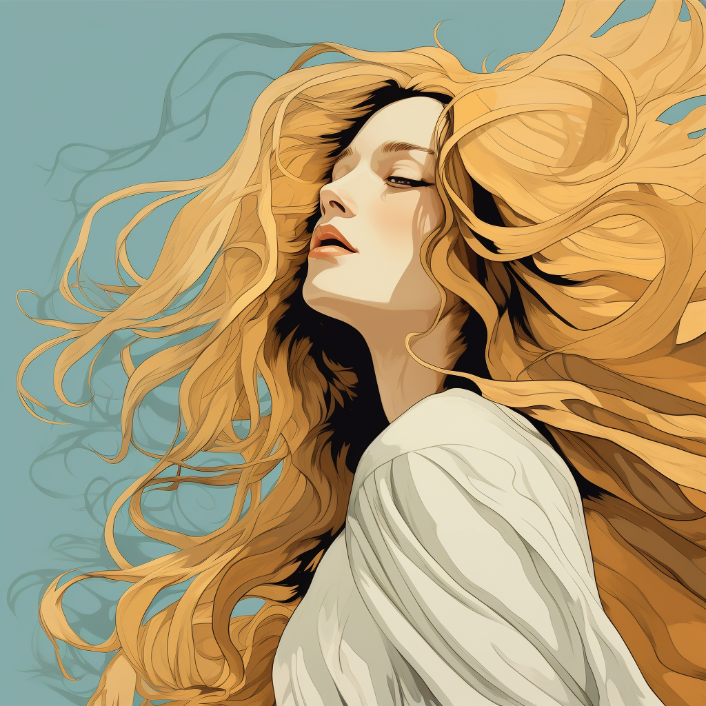 Flowing Hair - Turquoise Canvas Wall Art for Home Decor