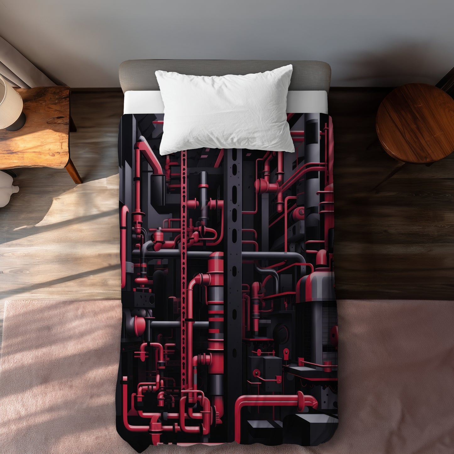Machinery Red Duvet Cover - Stylish Home Decor Essential