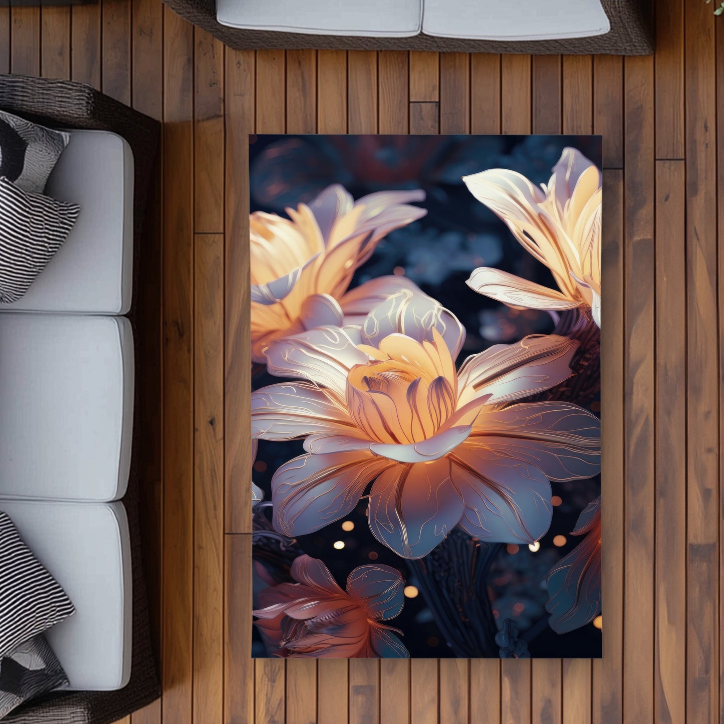 Pixie flowers Black Outdoor Area Rug for Home Decor - Durable