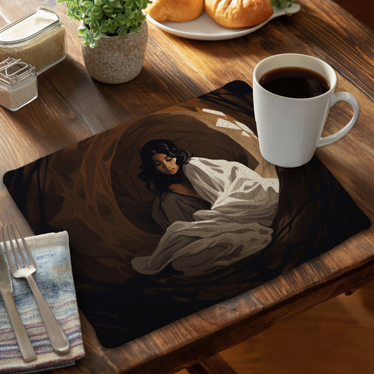 Warm embrace - Brown Braided Polyester Placemat for Decor