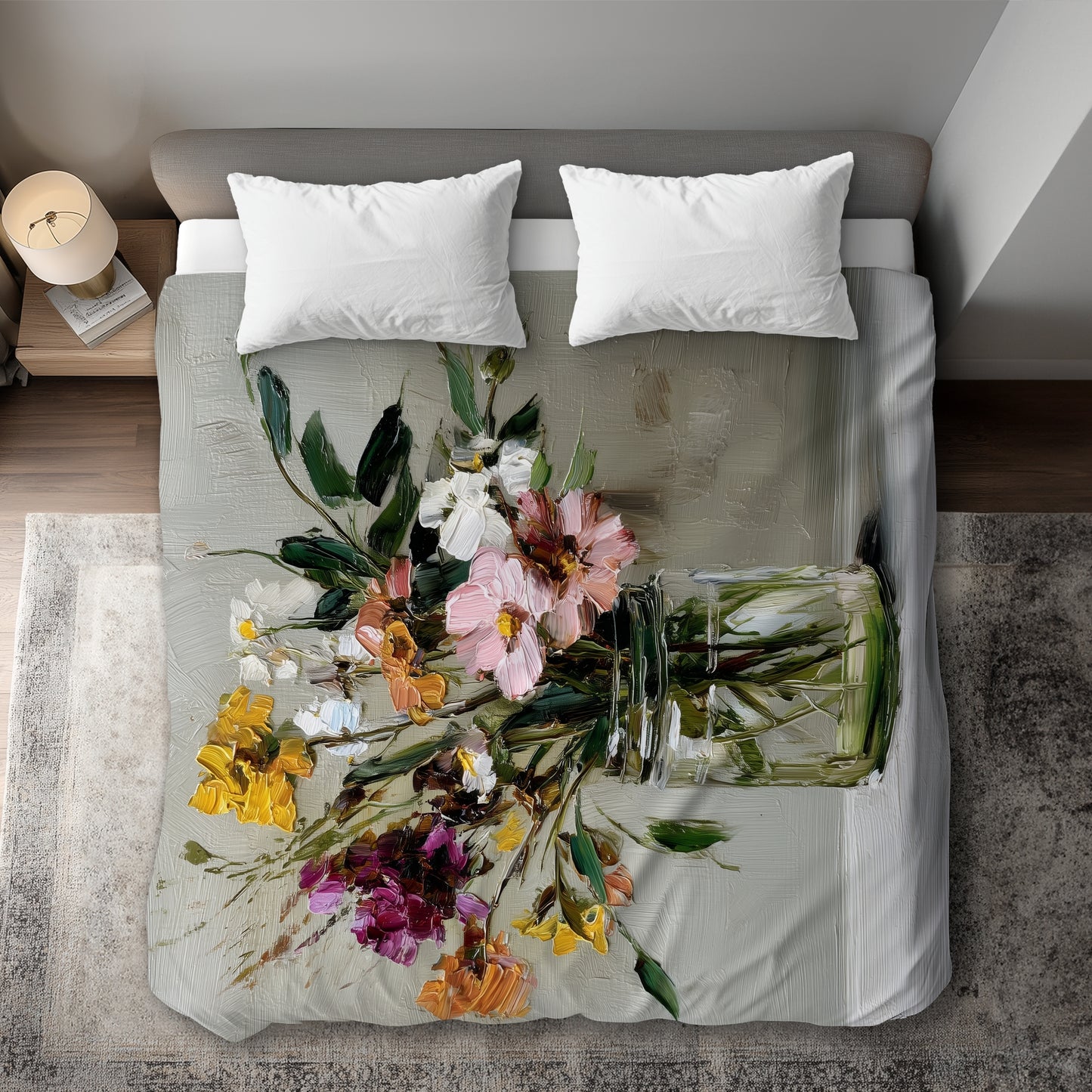 Still Life Green Duvet Cover - Elegant Home Decor Accent
