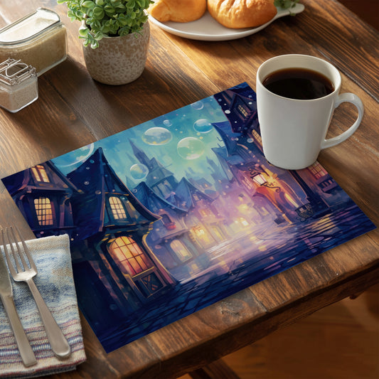 Bubble Ville Yellow Polyester Placemat for Home Decor | Stylish