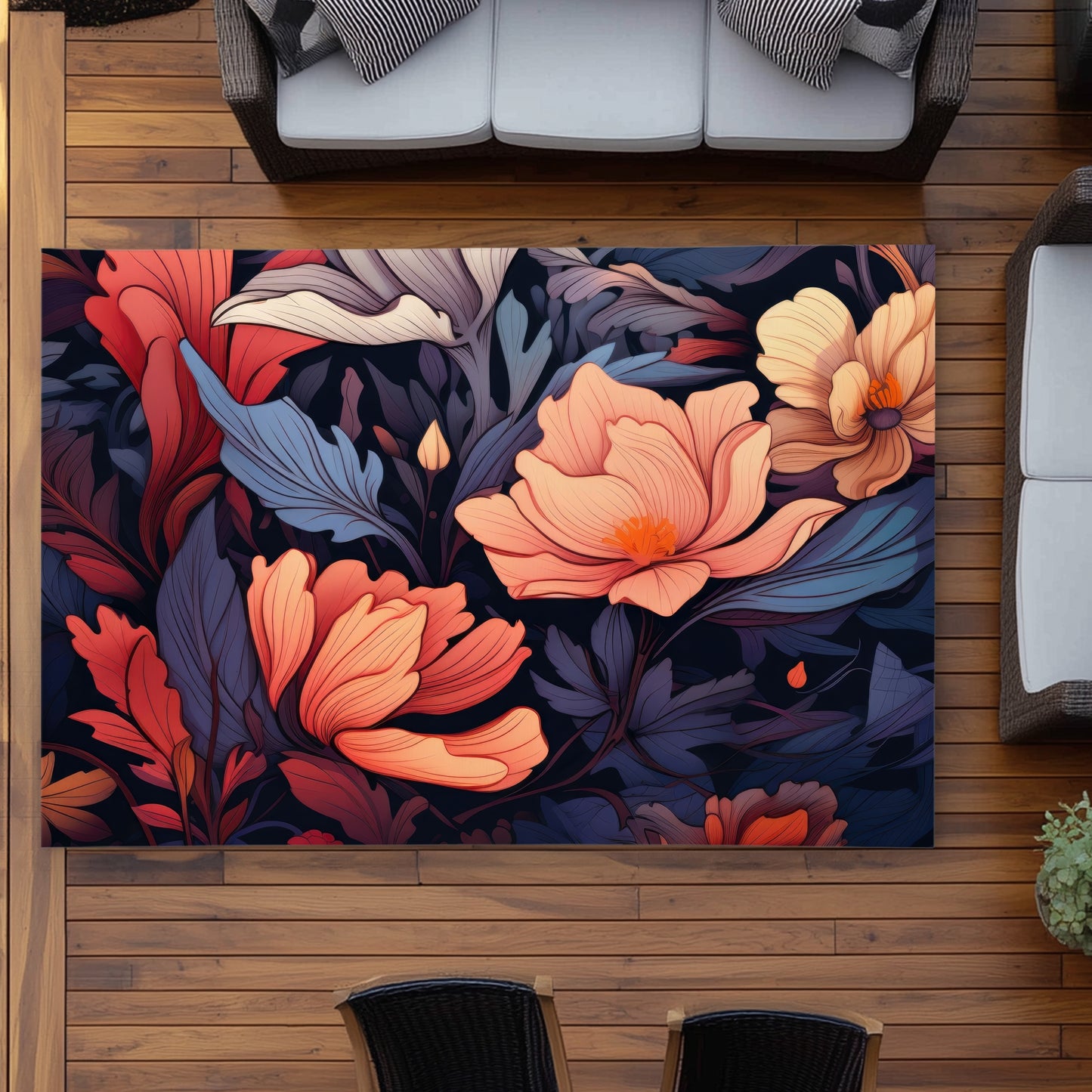 Blooming Uninterrupted - Orange Outdoor Area Rug for Home Decor