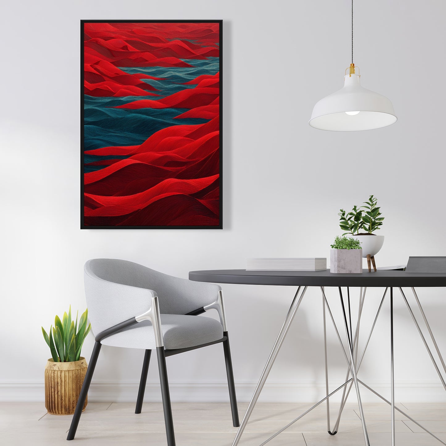 Red Sea - Red Framed Canvas Art for Home Decor