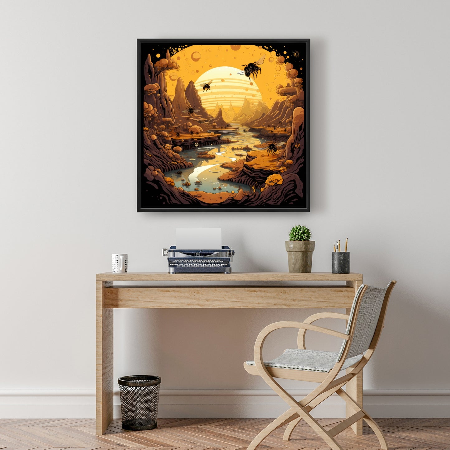 Hive Mind - Black Framed Canvas Art for Home Decor