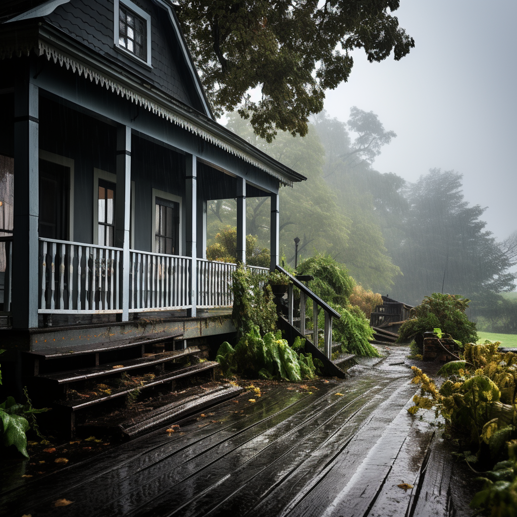 Rainy porch - 36"x36" Framed canvas