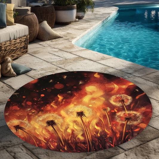 Tapis d'extérieur rond rouge feu Dandy pour la décoration intérieure