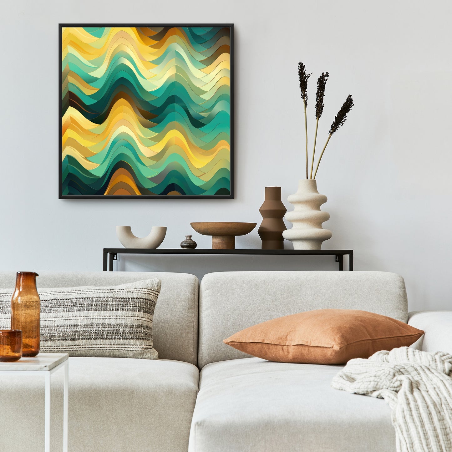 Jagged Luxury - Yellow Framed Canvas for Home Decor