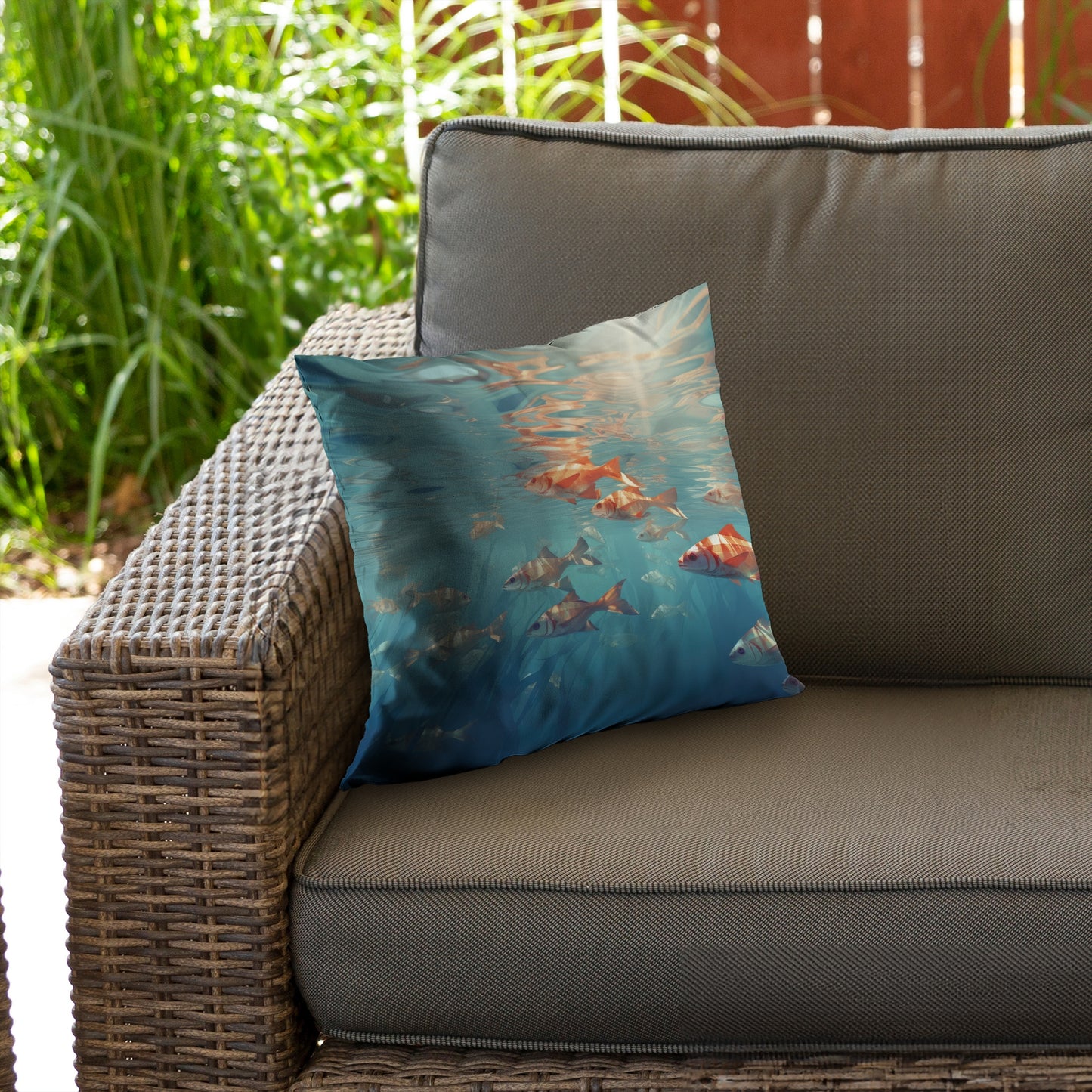 Surface tension Orange Poly Twill Throw Pillow - Home Decor