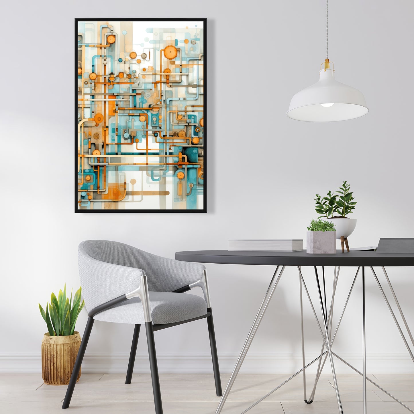 Like clockwork - Orange Framed Canvas for Home Decor