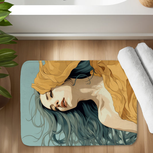 Sensual Flow Beige Bath Mat - Elegant Home Decor Accent