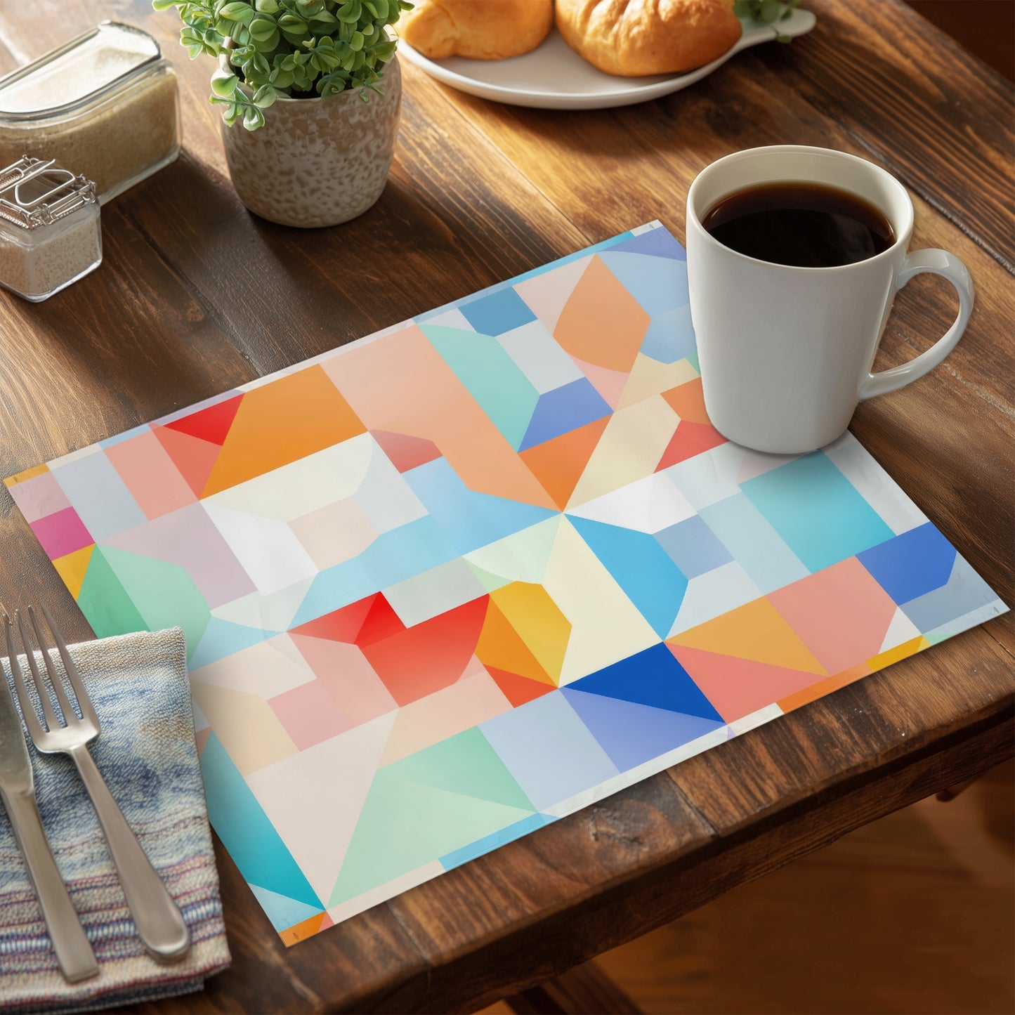 Geometric Cadence - Orange Polyester Placemat for Home Decor