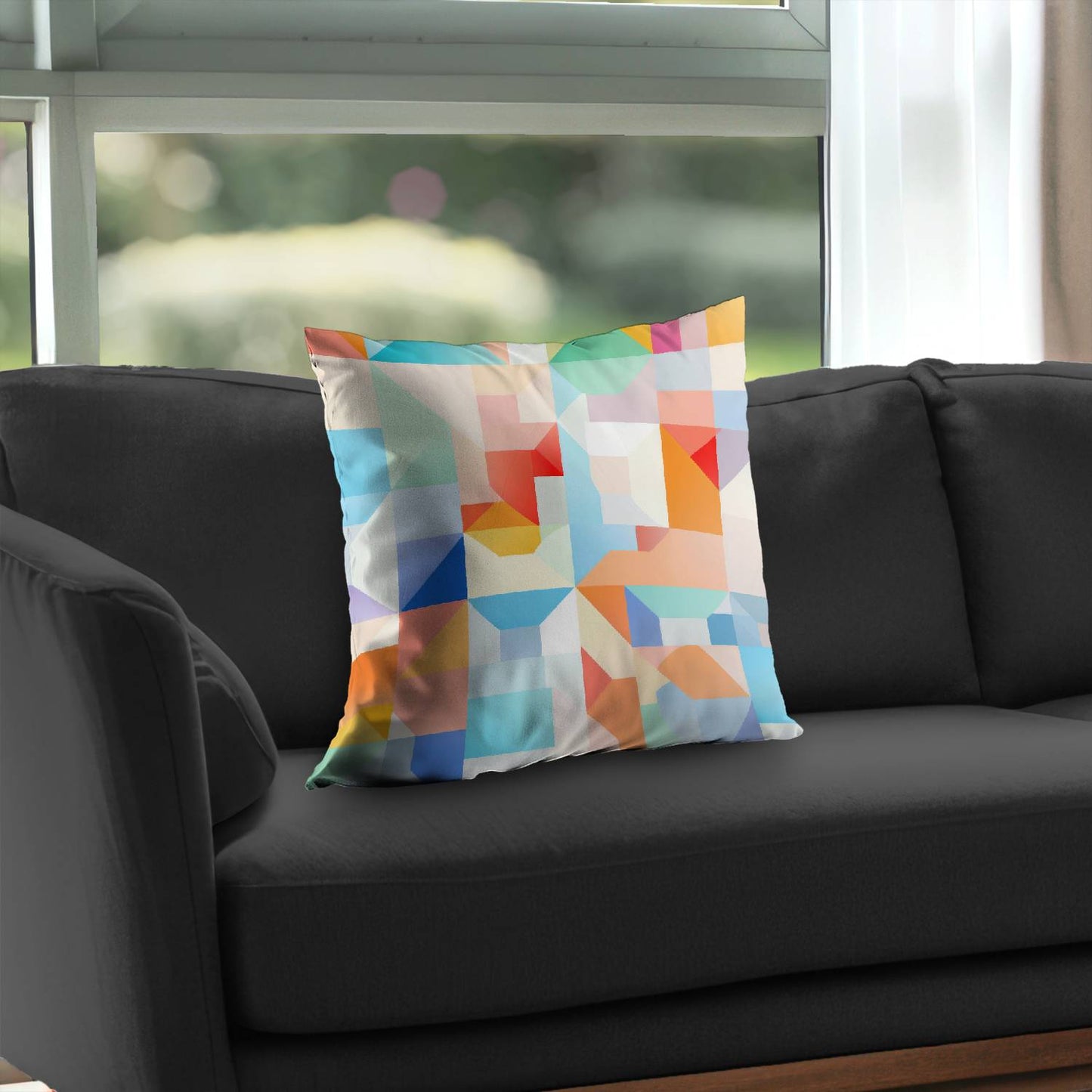 Geometric Cadence Orange Poly Twill Throw Pillow Insert | Home Decor