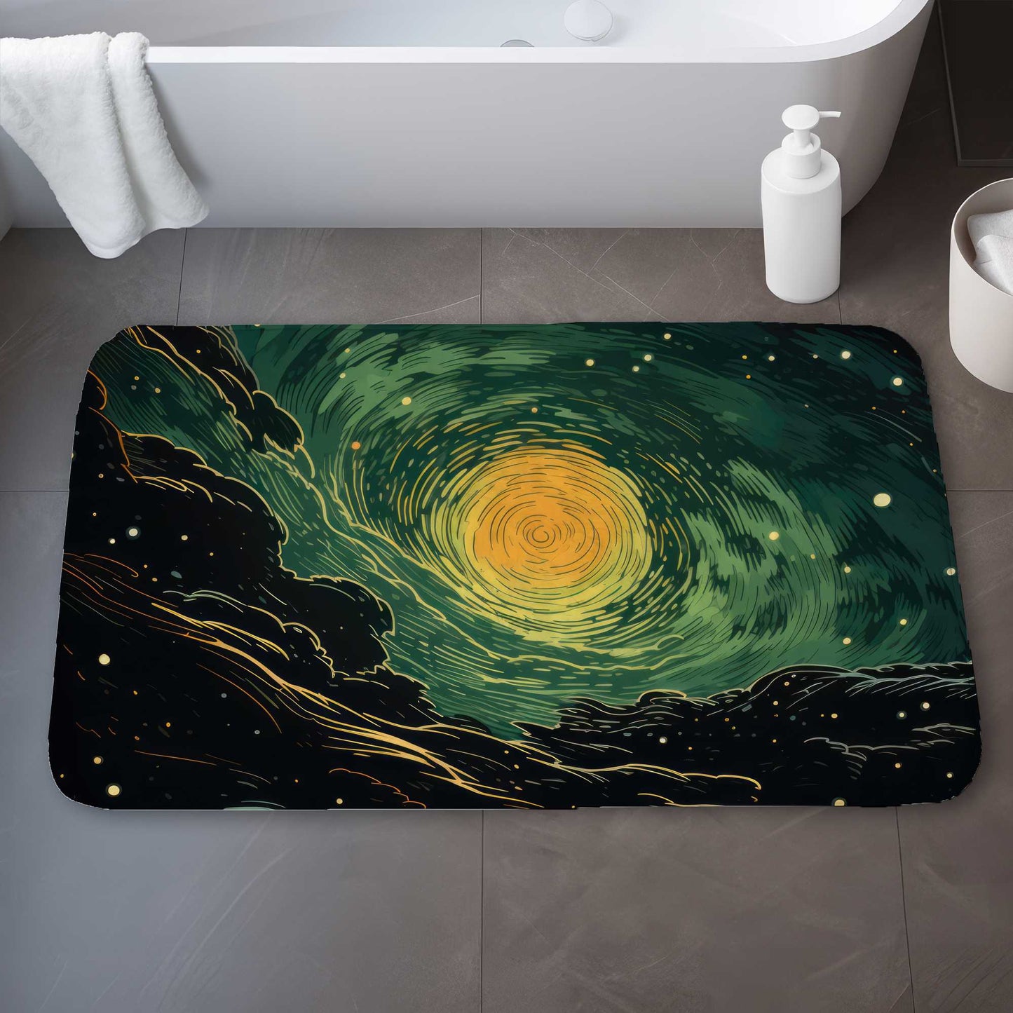 Tapis de bain « Tumulte dans l'espace » | Tapis décoratif élégant pour la maison