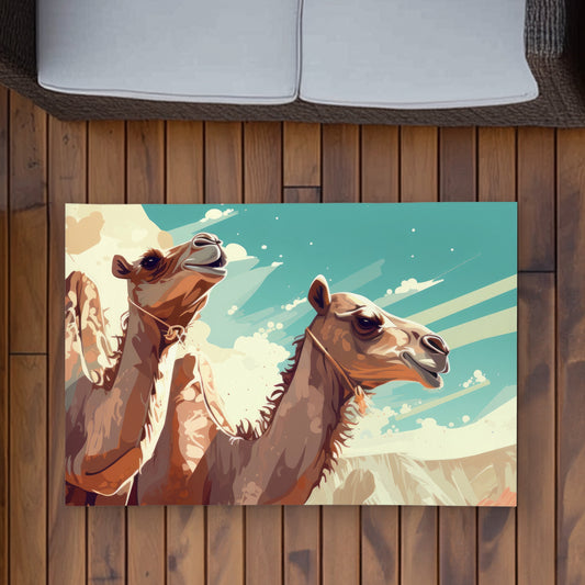 Two Camels Turquoise Outdoor Area Rug | Home Decor Essentials