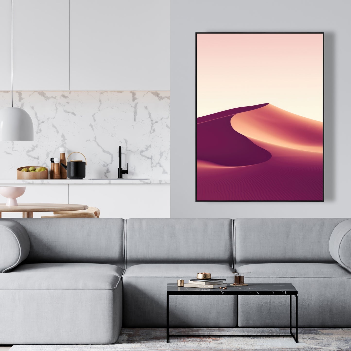 Setting Sands - Pink Framed Canvas for Home Decor | Art
