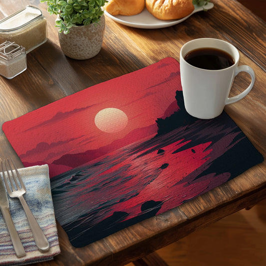 Red Sky Purple Braided Polyester Placemat for Home Decor