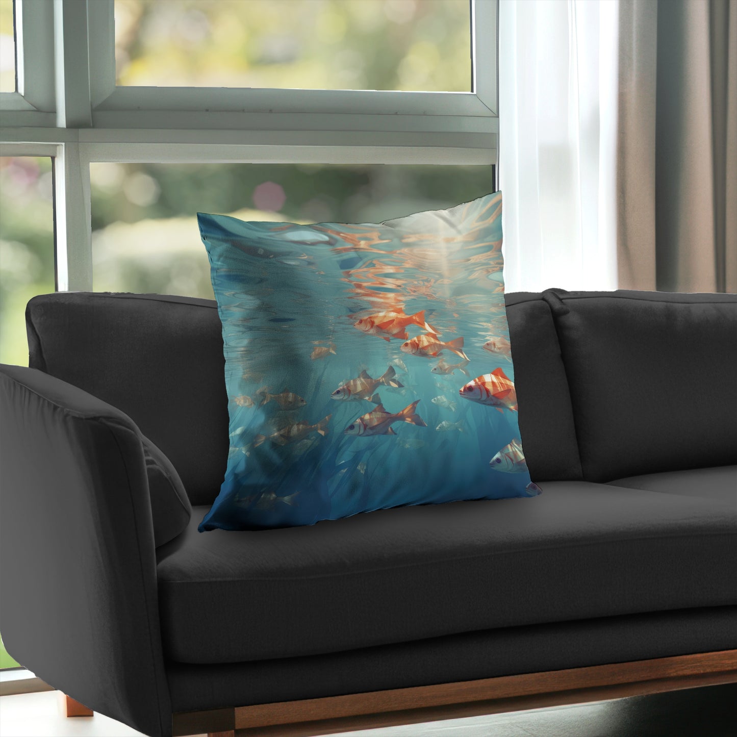 Surface tension Orange Poly Twill Throw Pillow - Home Decor