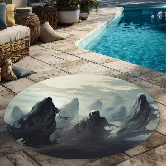 Searching for souls - White 5' Round Outdoor Area Rug