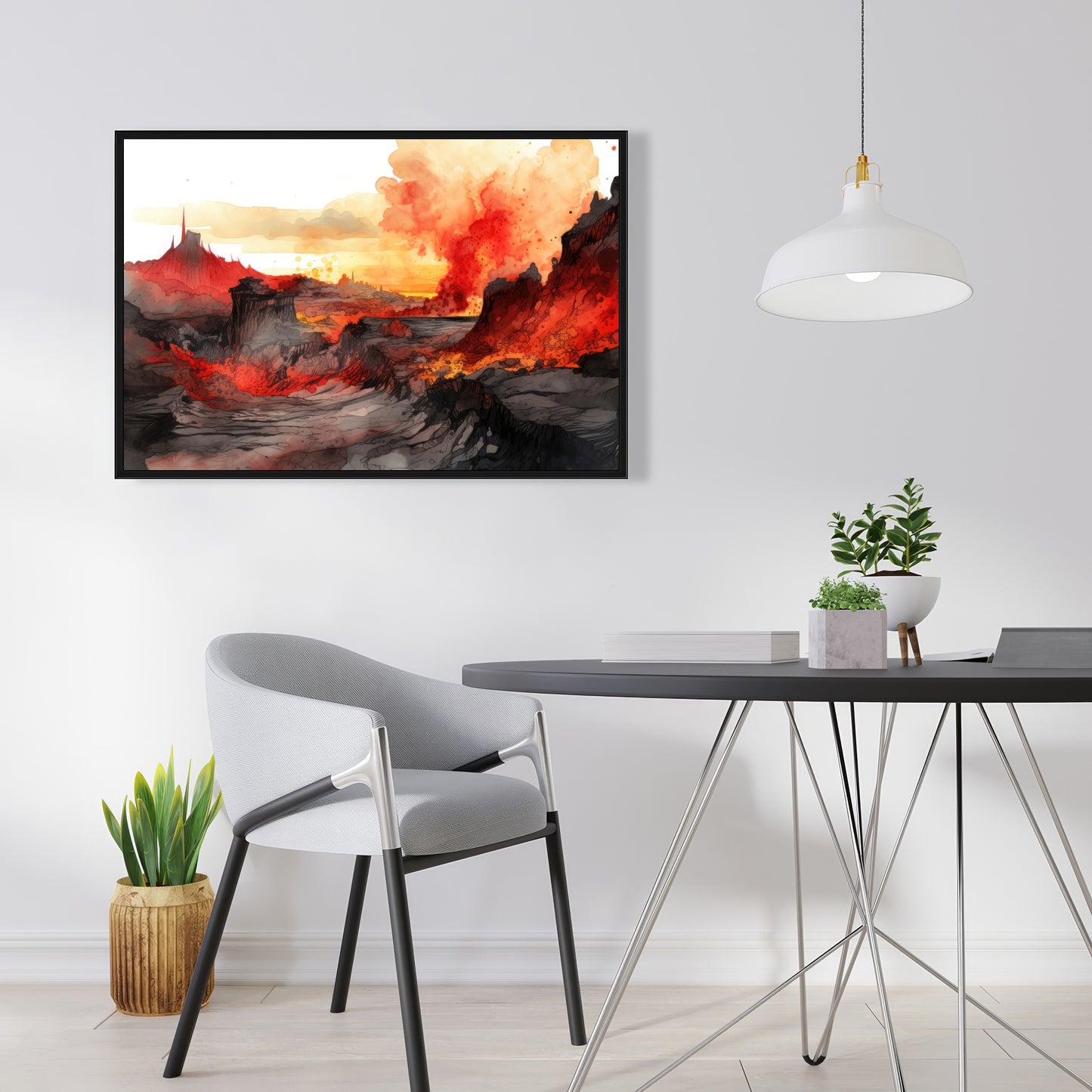 Minimalist Flow - White Framed Canvas for Home Decor