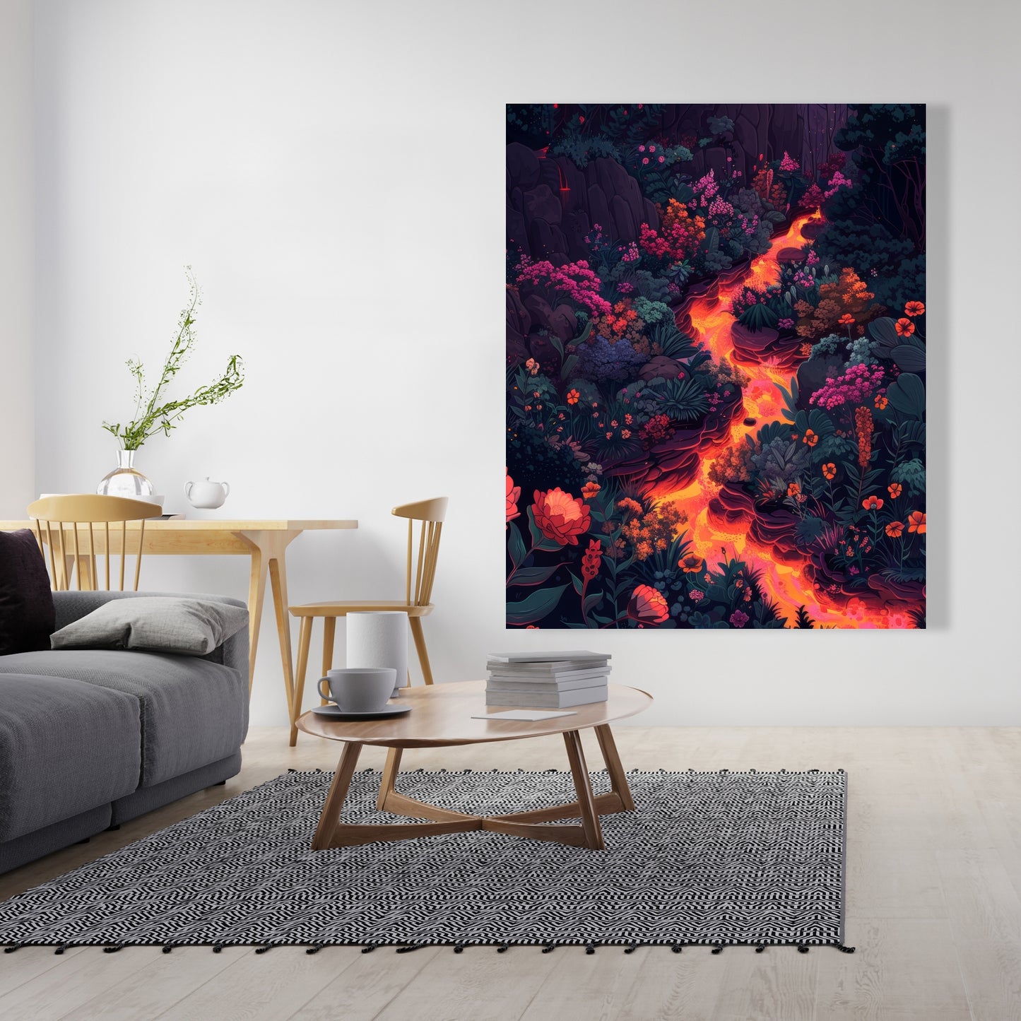 Flowing magma - Black canvas home decor art piece