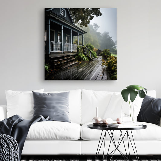 Rainy Porch - Brown Canvas Home Decor for Cozy Spaces