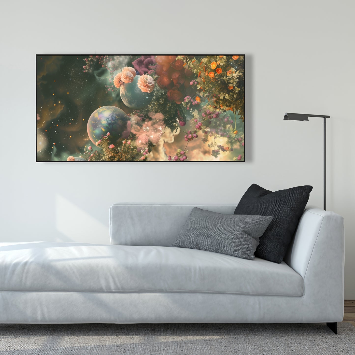 Bloom space - Framed Canvas - Print on demand