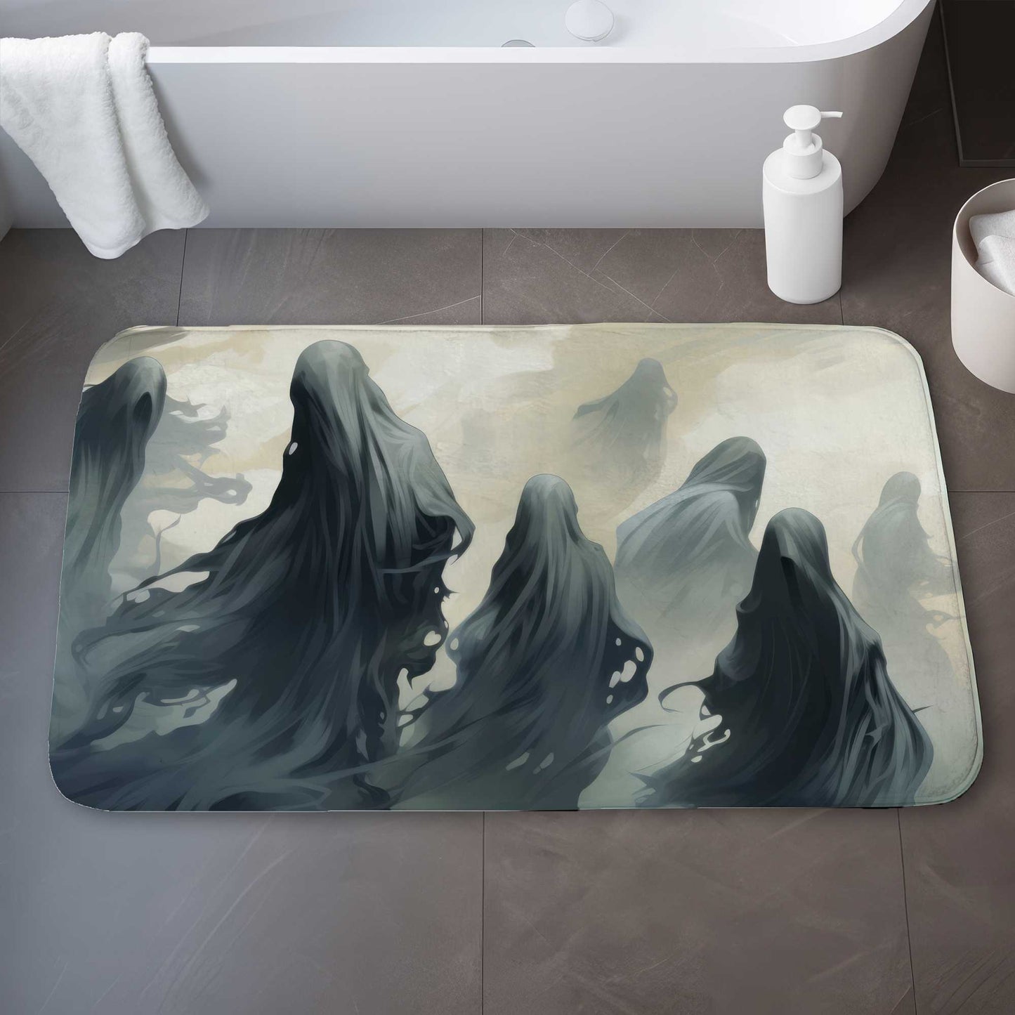 Tapis de bain Terres maudites | Tapis décoratif unique pour salle de bain