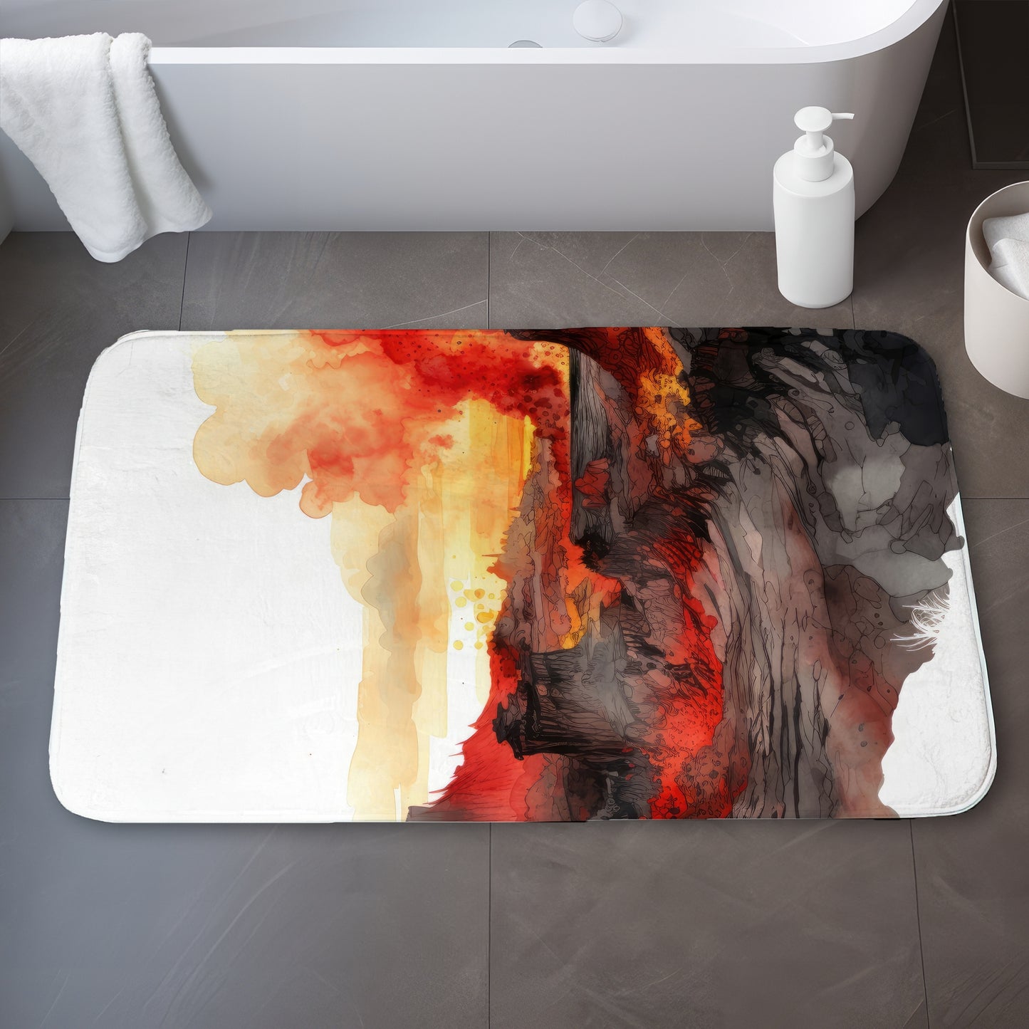 Minimalist Flow Orange Bath Mat | Stylish Home Decor