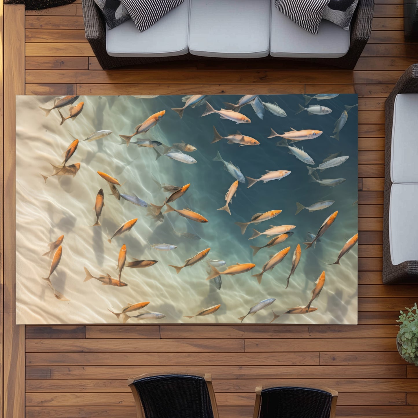 Away from the sand - Turquoise Outdoor Area Rug for Home Decor