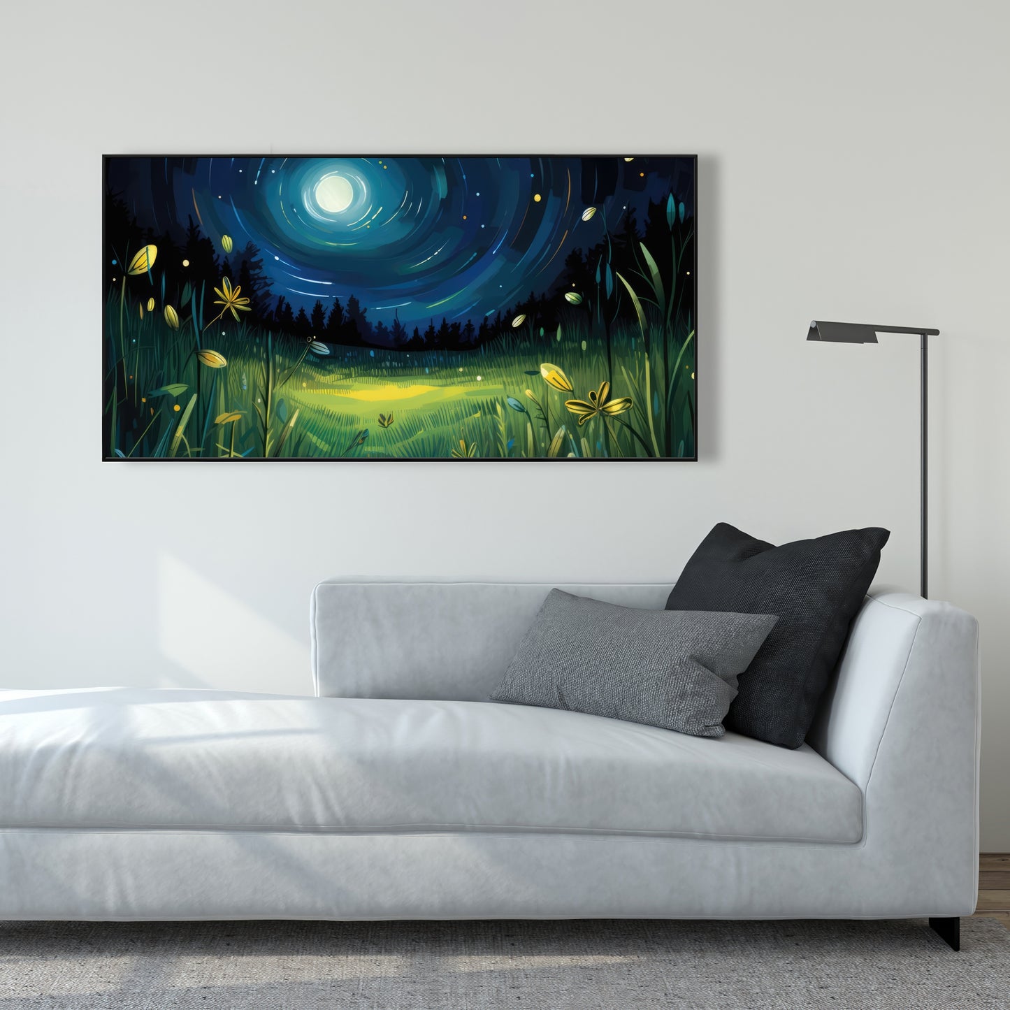 Between grass blades - Framed Canvas - Print on demand