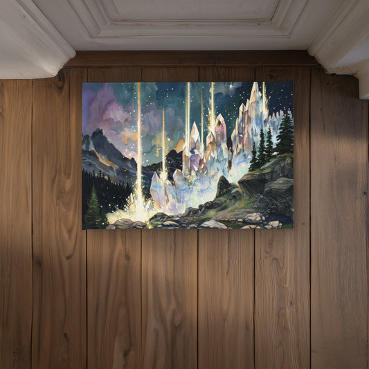 Magical Beams Purple Indoor Outdoor Door Mat - Home Decor