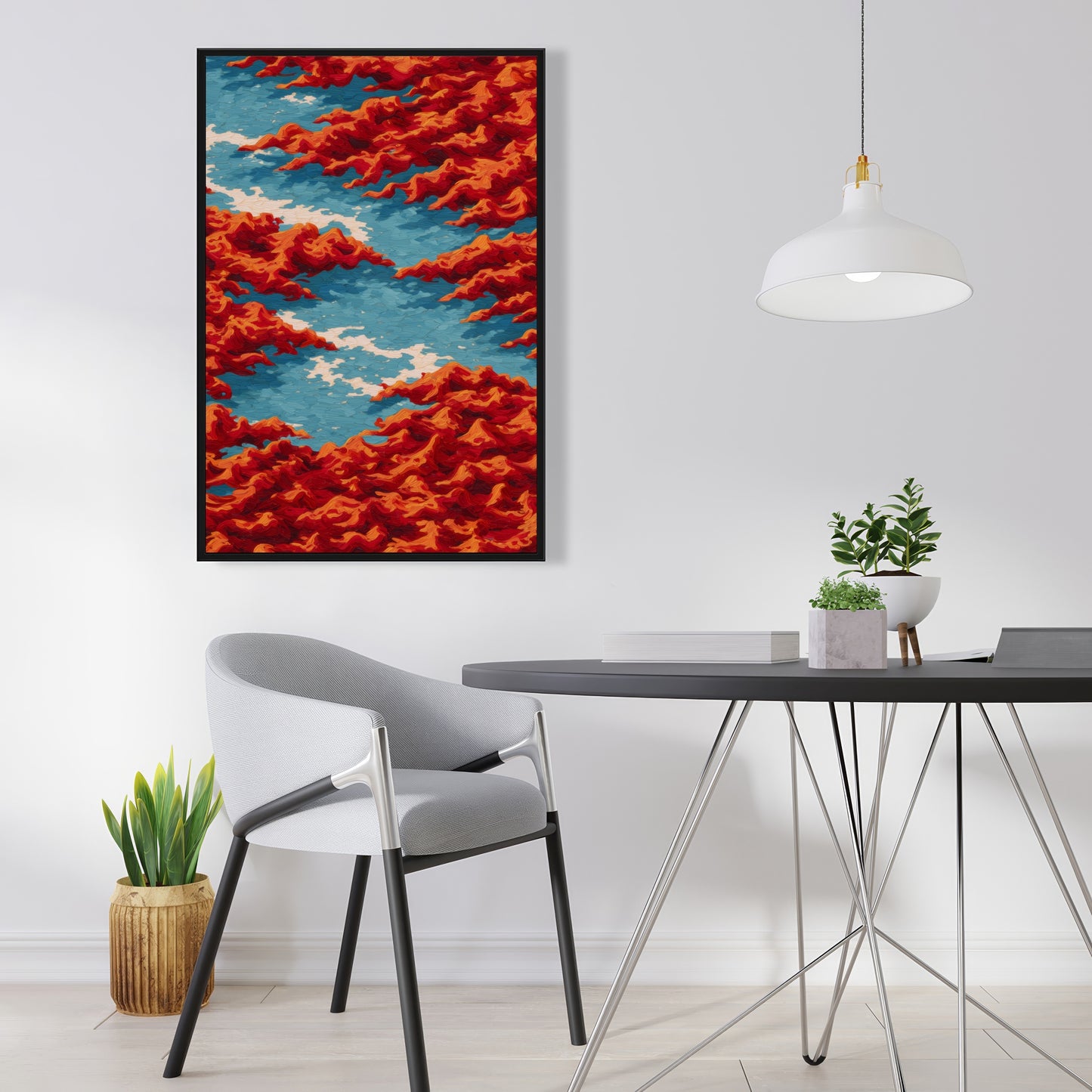 Red mounds - 24"x24" Framed canvas