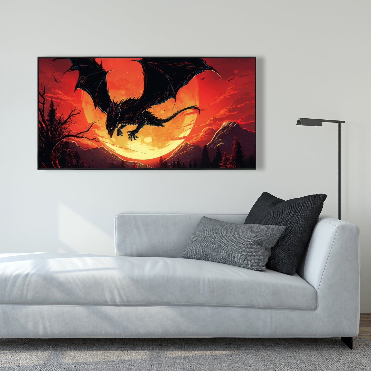 The dragon's wrath - 36"x36" Framed canvas