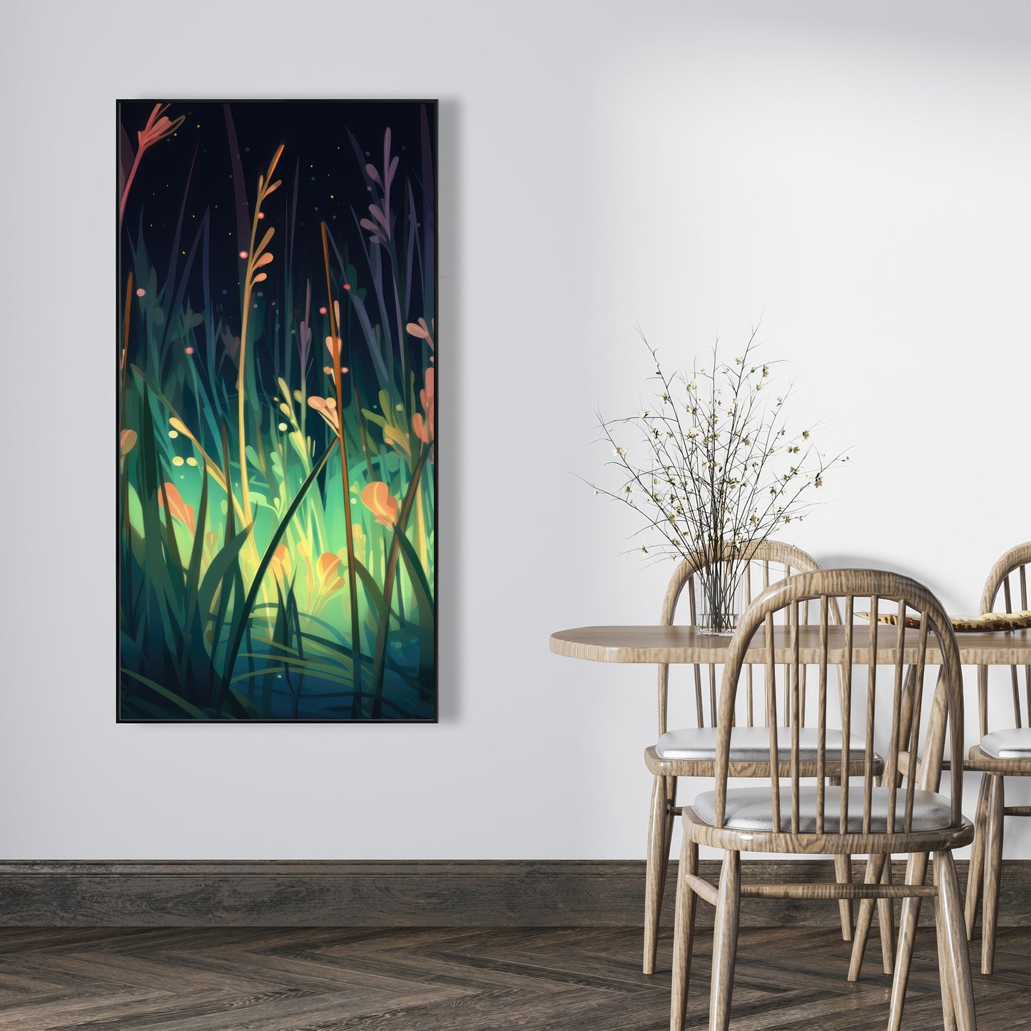 Between twigs - Framed Canvas - Print on demand