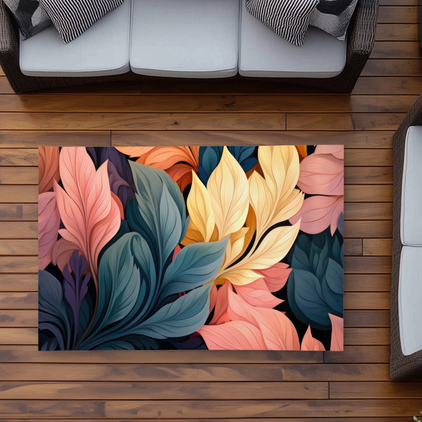 Pastel Bloom Coral Outdoor Area Rug | Home Decor Accent