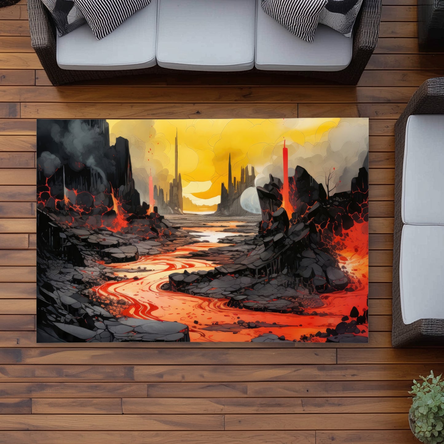 Charred Red Outdoor Area Rug - Stylish Home Decor Accent