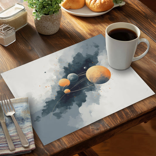 Circle of Planets Gray Polyester Placemat | Home Decor