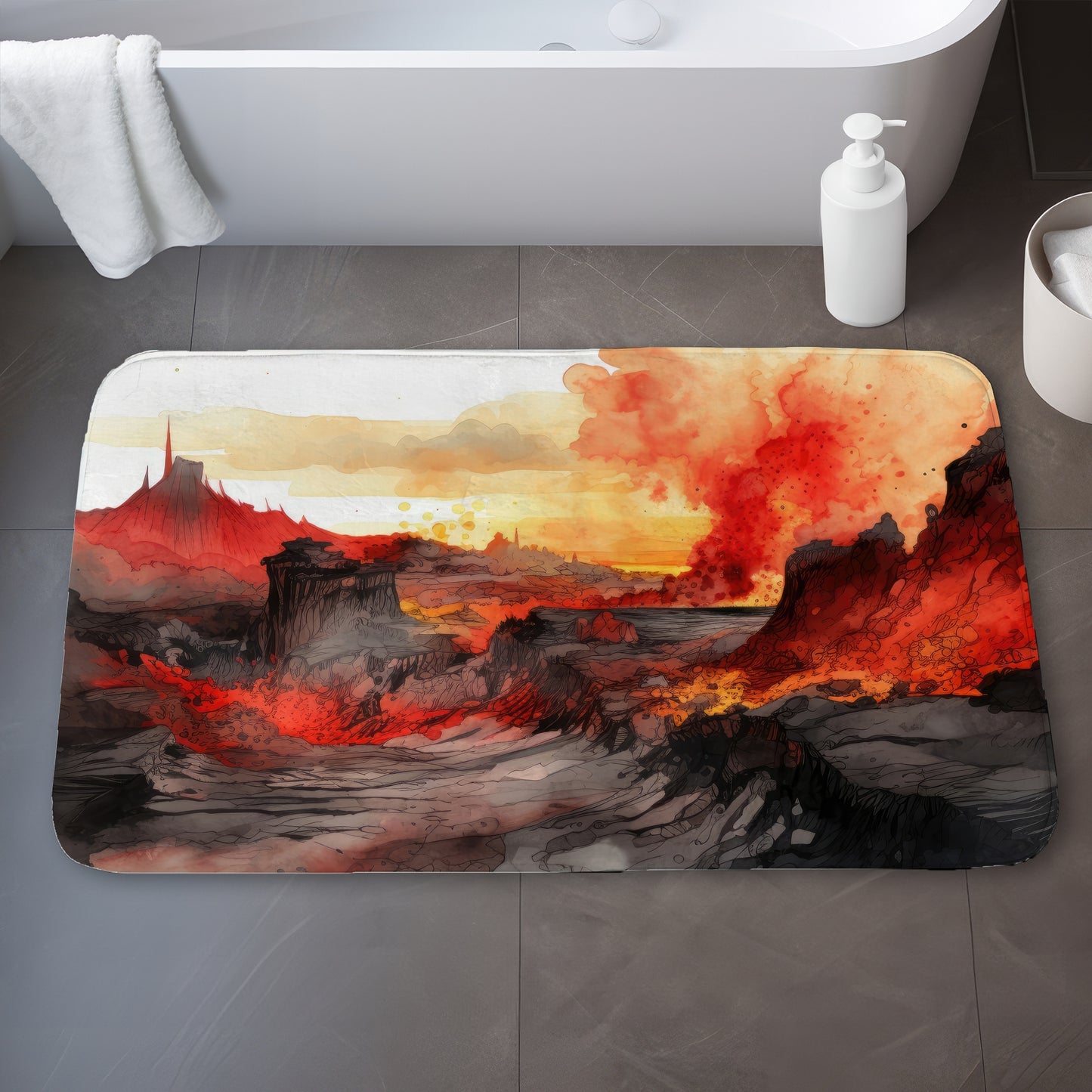 Minimalist Flow Orange Bath Mat | Stylish Home Decor