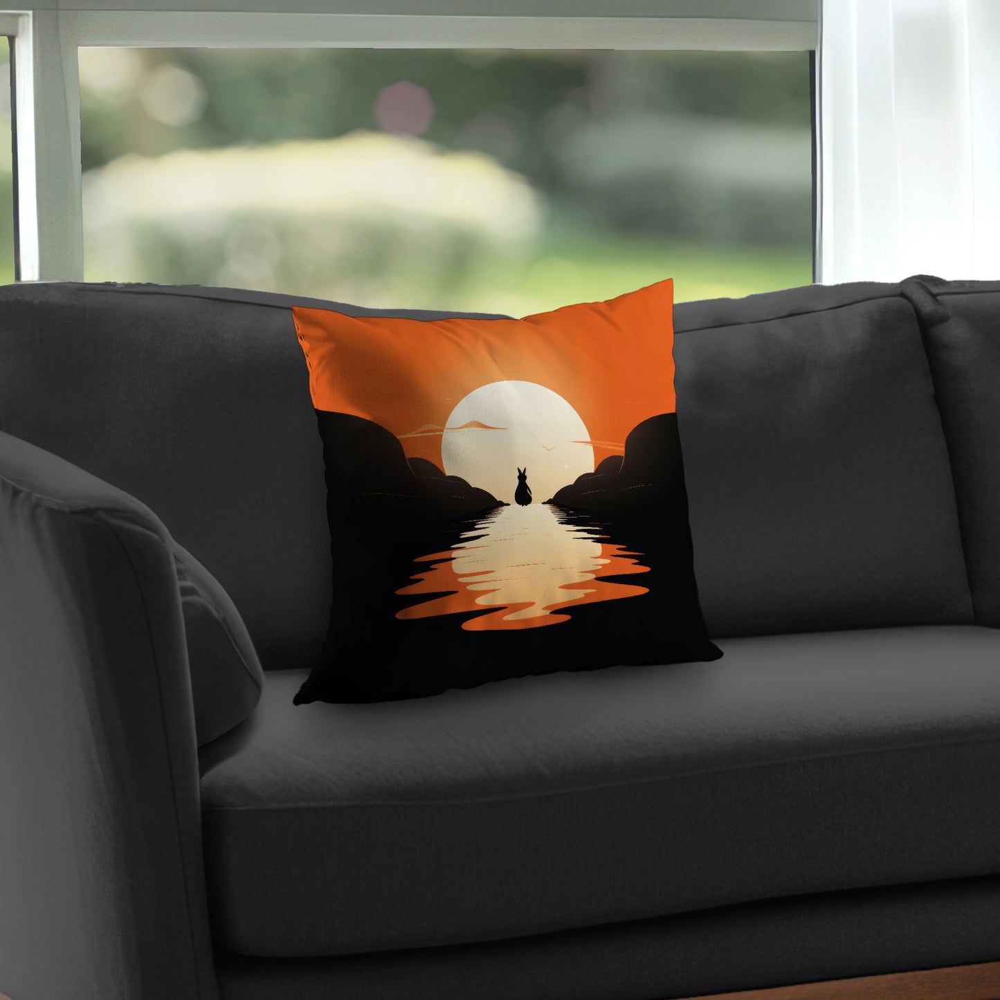 Running Away Black Poly Twill Throw Pillow - Home Decor Insert