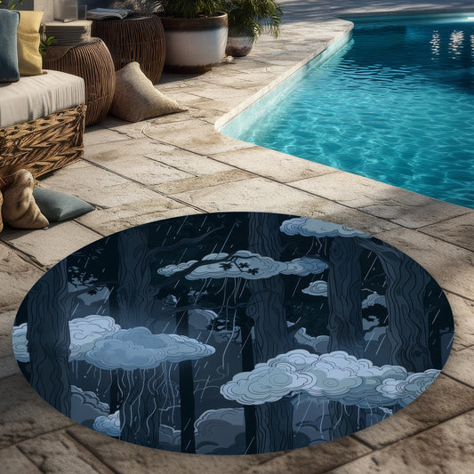 Sneaky Clouds Round Outdoor Area Rug | Stylish Home Decor