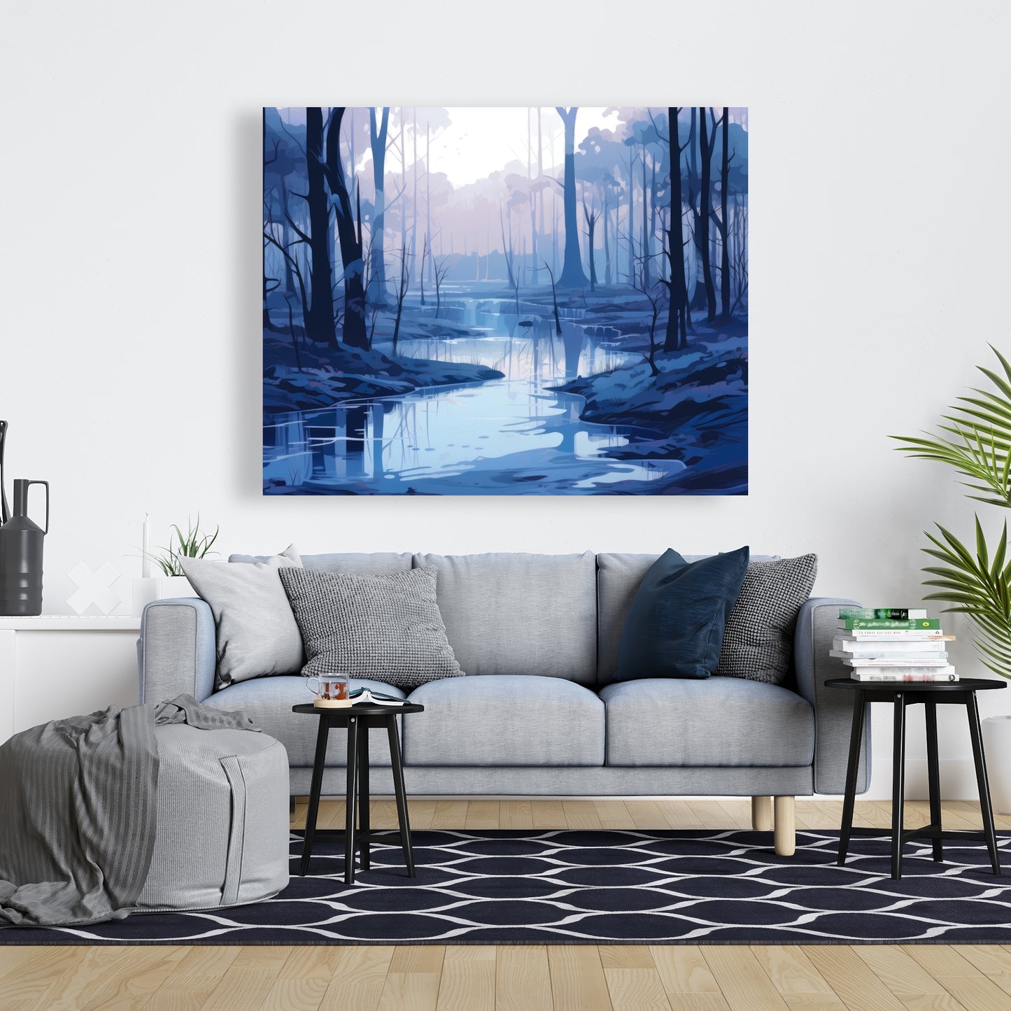 Cold and Muddy | White Canvas Home Decor for Modern Spaces