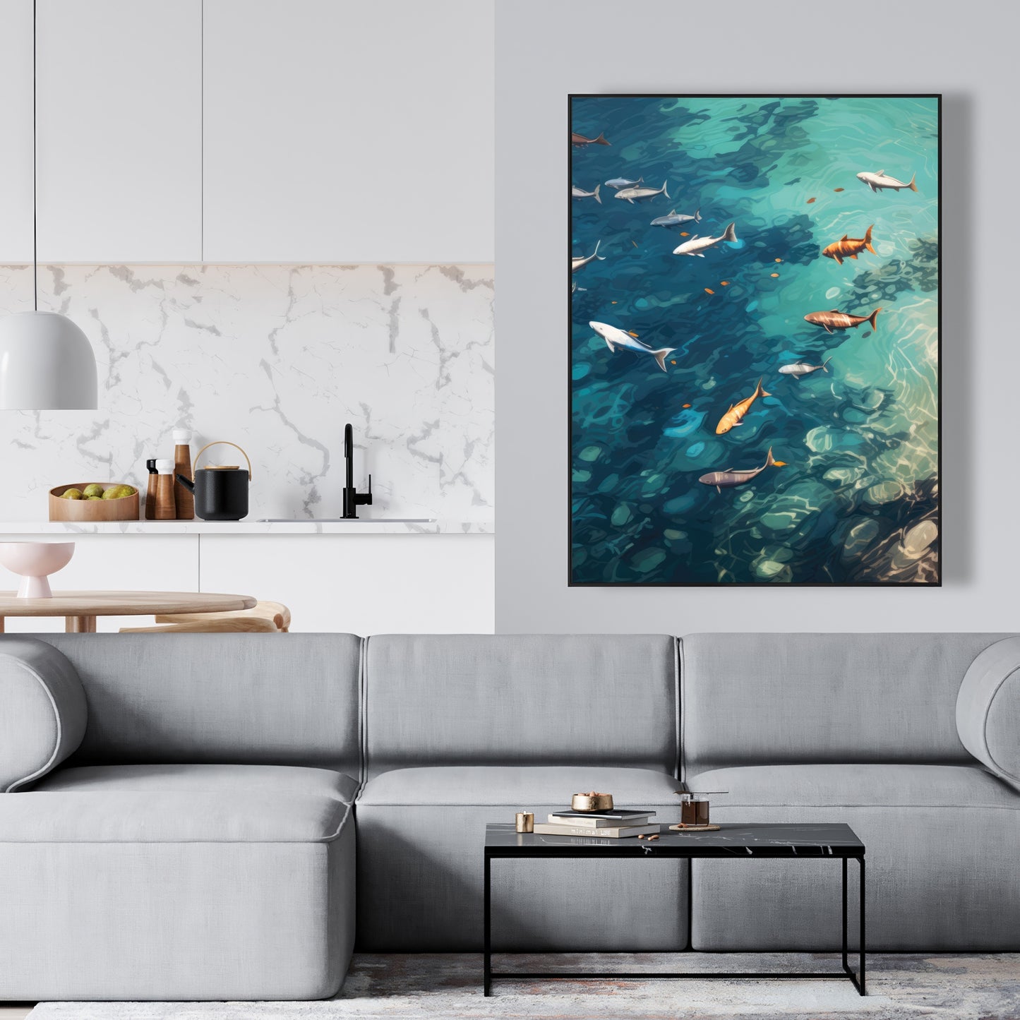 Swim ahead - 36"x36" Framed canvas