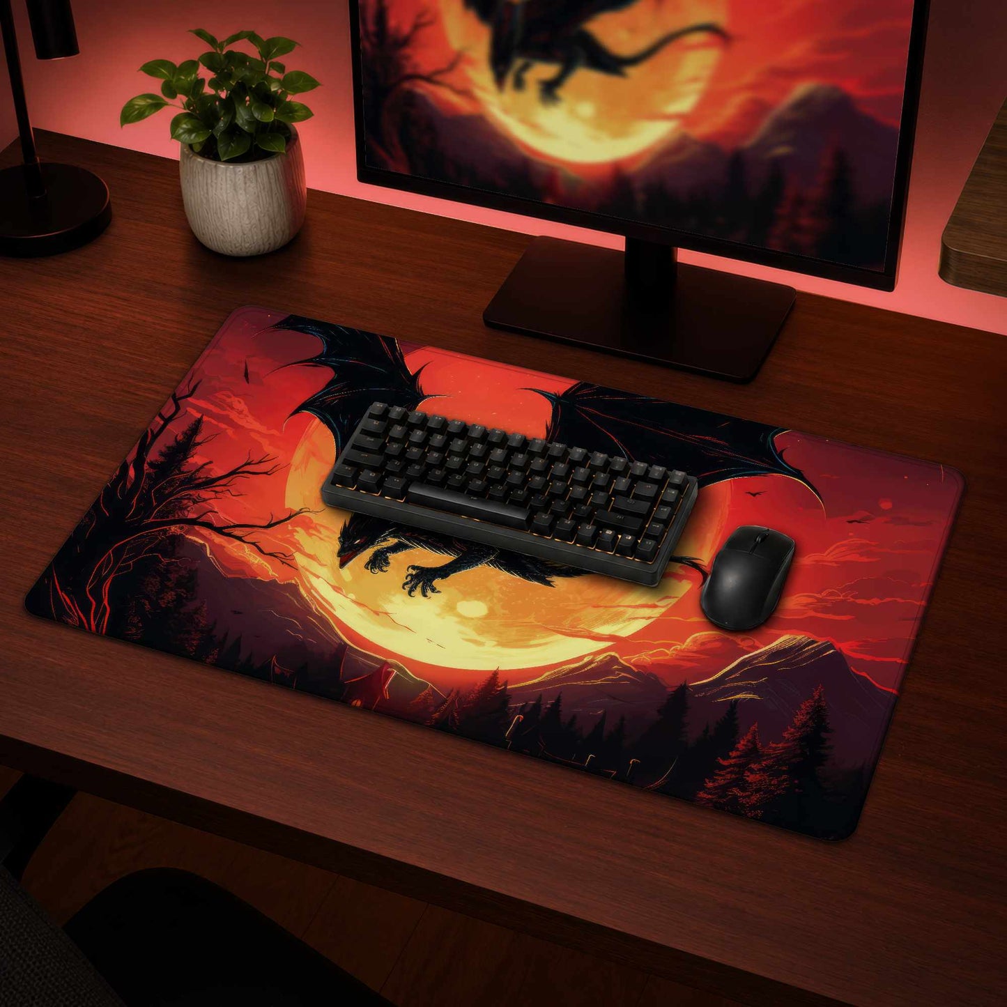 Tapis de bureau La colère du dragon | Accessoire de décoration d'intérieur élégant