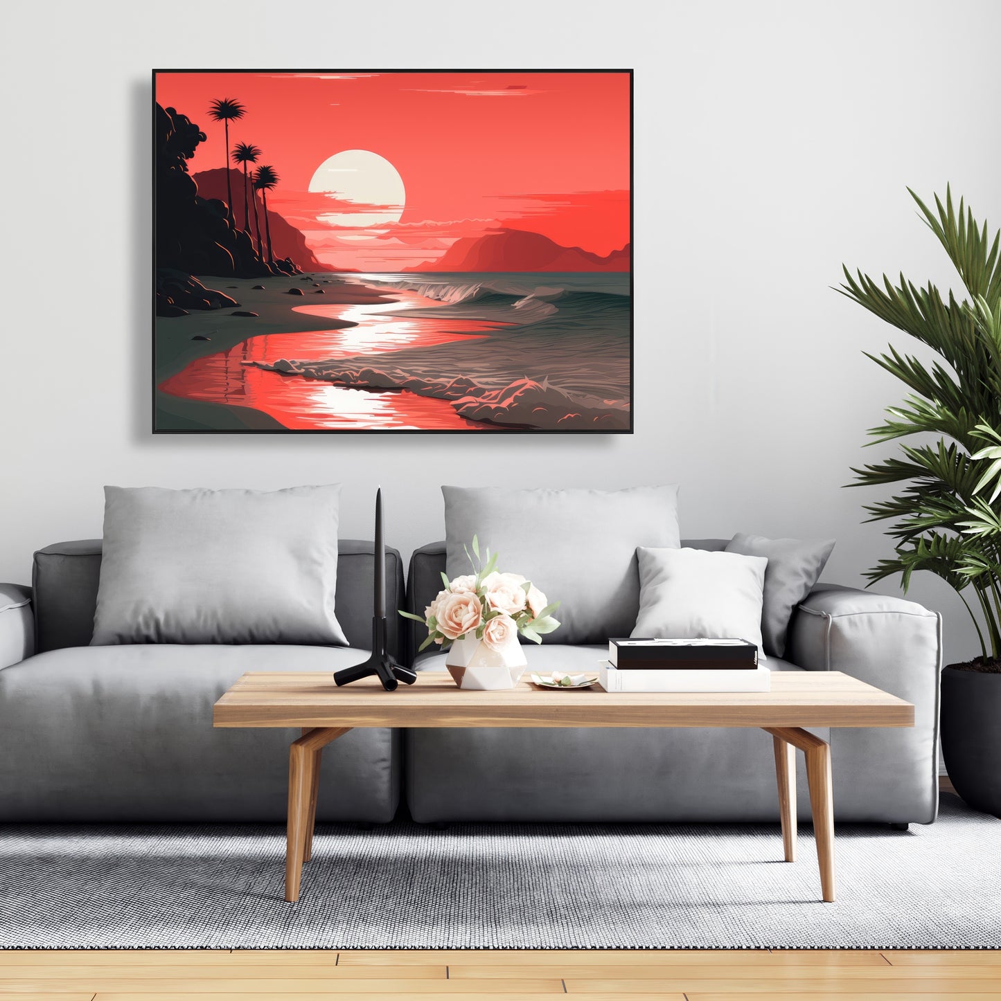 Blood sun - Framed Canvas - Print on demand
