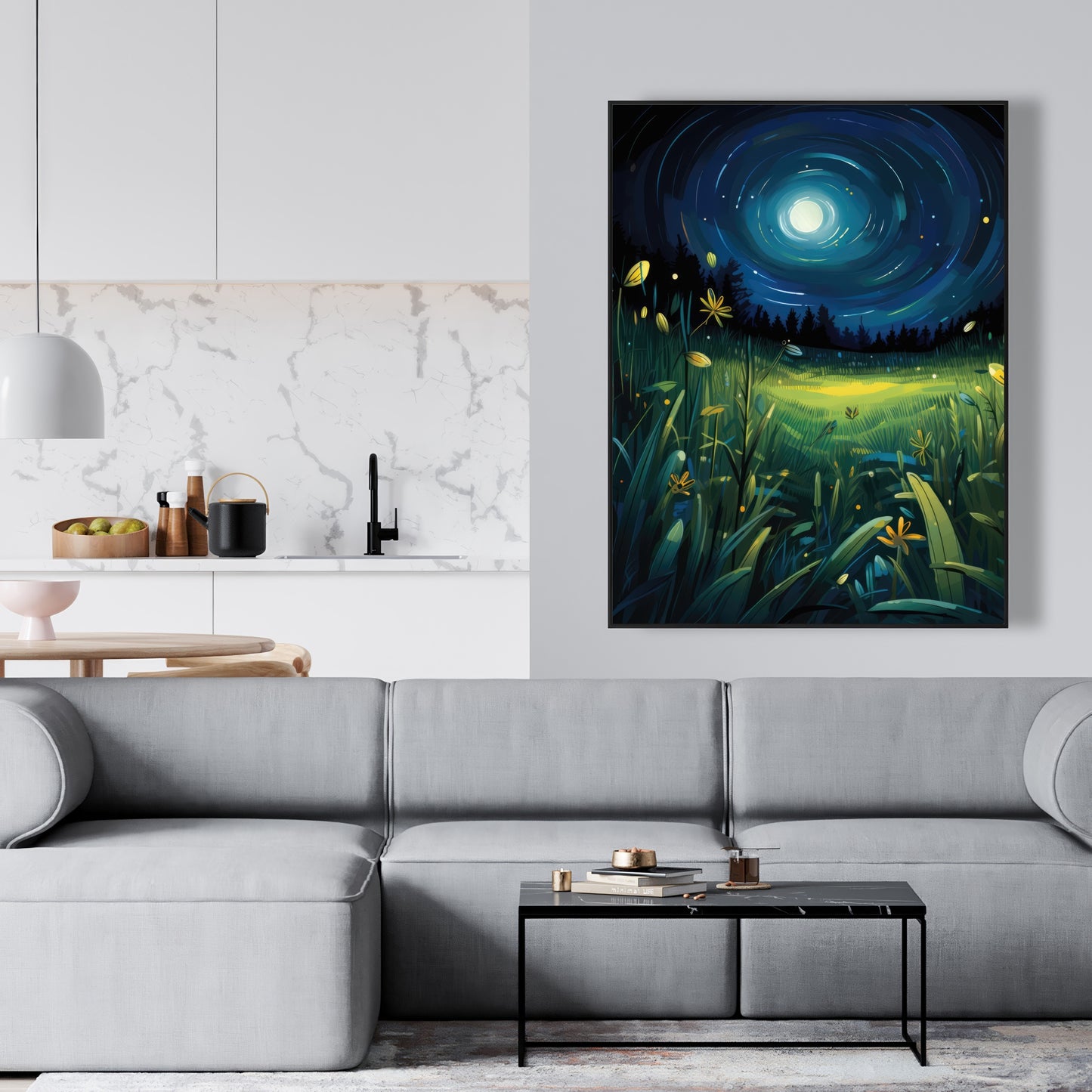 Between grass blades - Framed Canvas - Print on demand