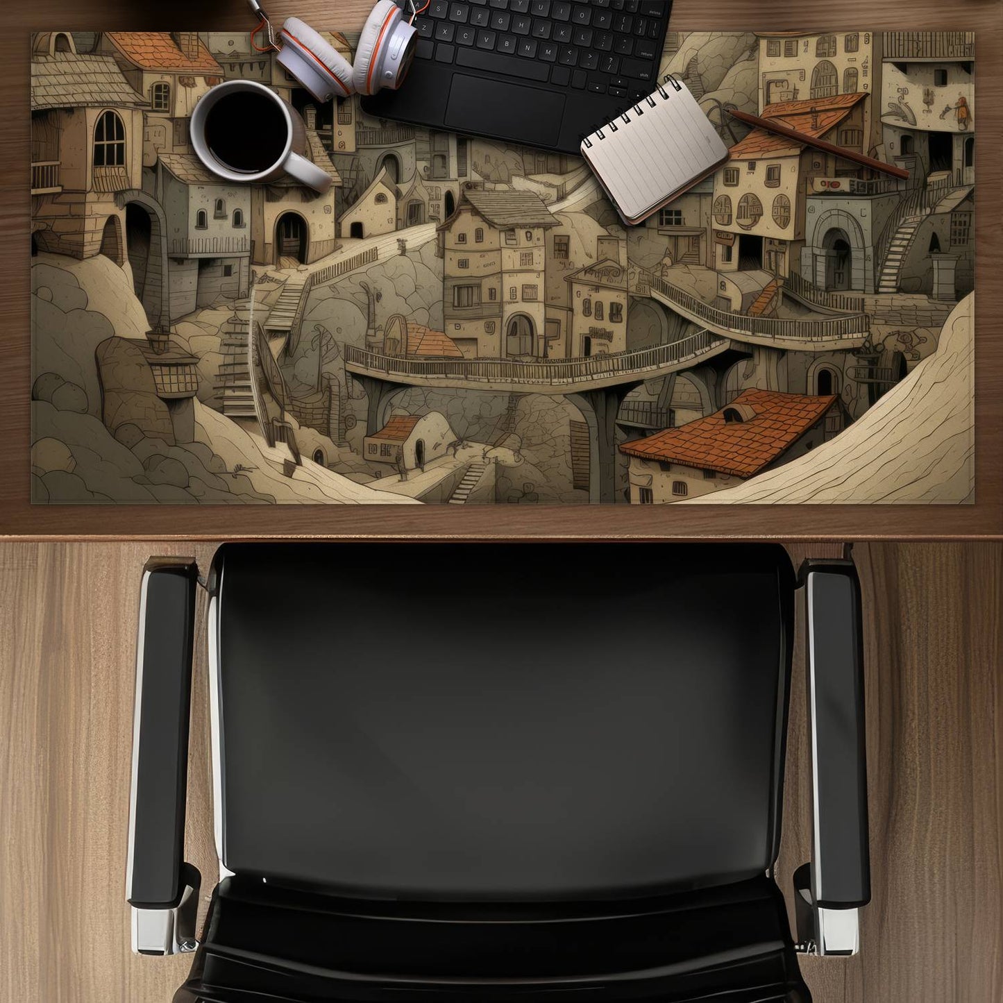 Intricate Town Hall - Orange Gaming Mat for Home Decor
