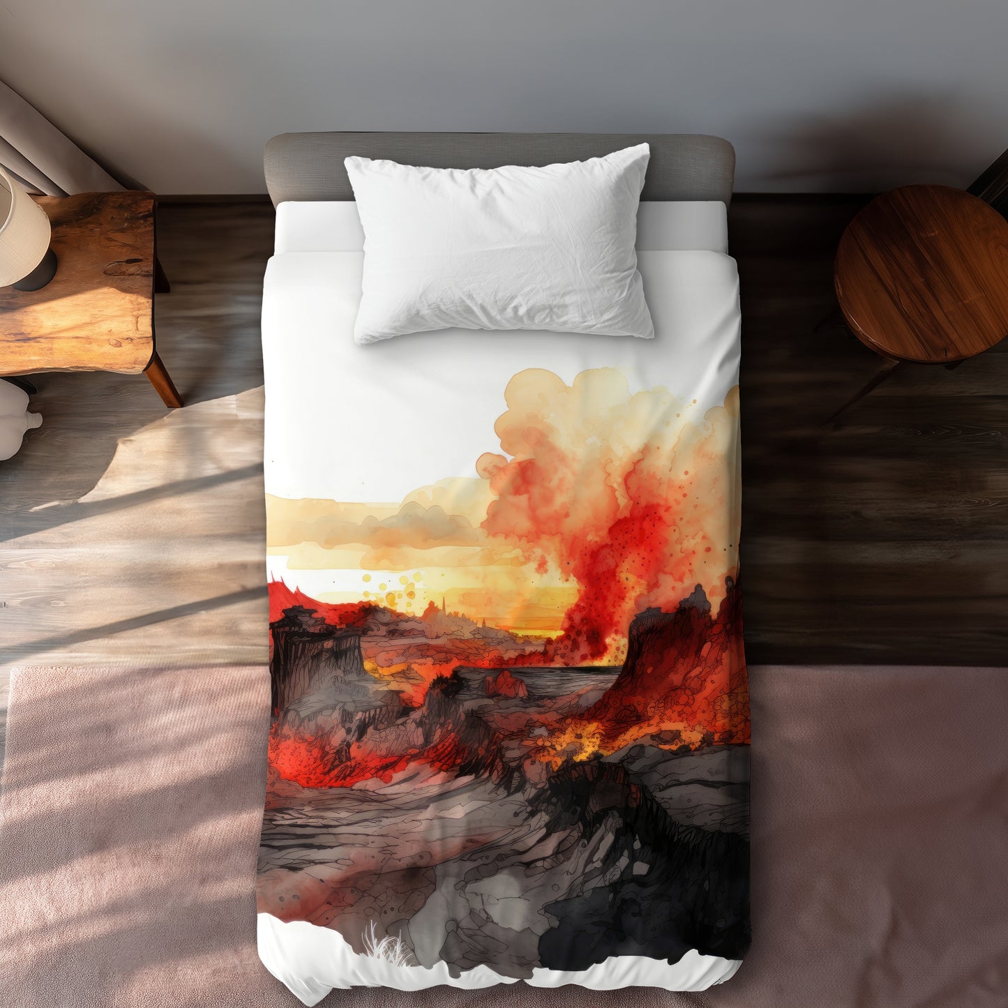 Minimalist Flow Orange Duvet Cover | Stylish Home Decor