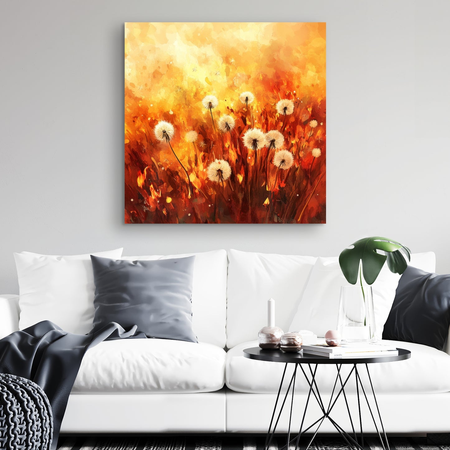 Dandelion Fire - Yellow Canvas Art for Home Decor